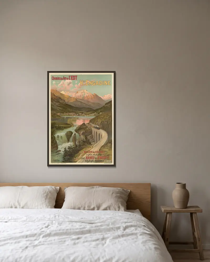 Chemins de fer de l’Est Haute Engadine av Frederic Hugo d’Alési inramad på en vägg