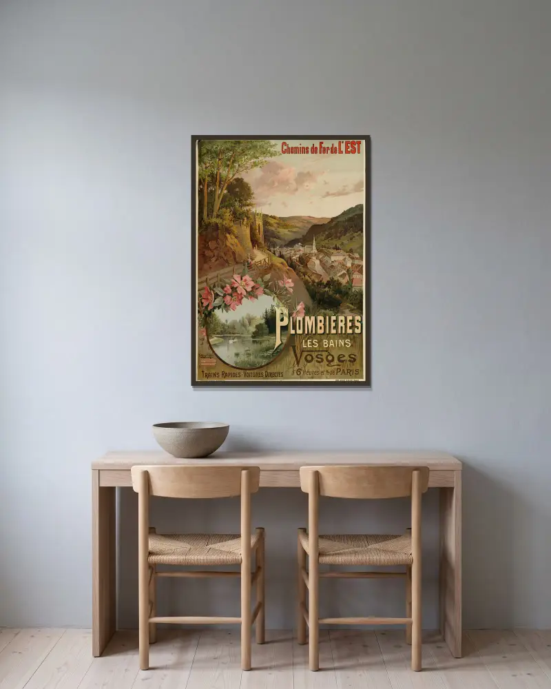 Chemins de fer de l’Est ; Plombières les Bains av Frederic Hugo d’Alési inramad på en vägg