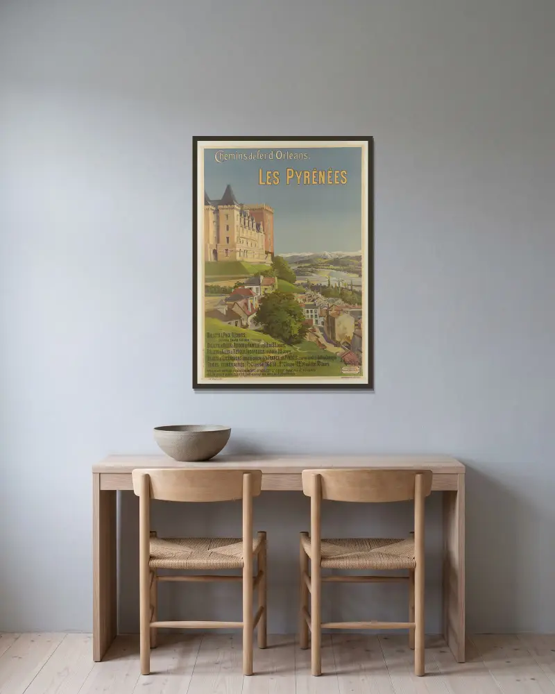 Chemins de fer d’Orléans. Les Pyrénées – billets à prix réduits av Frederic Hugo d’Alési inramad på en vägg