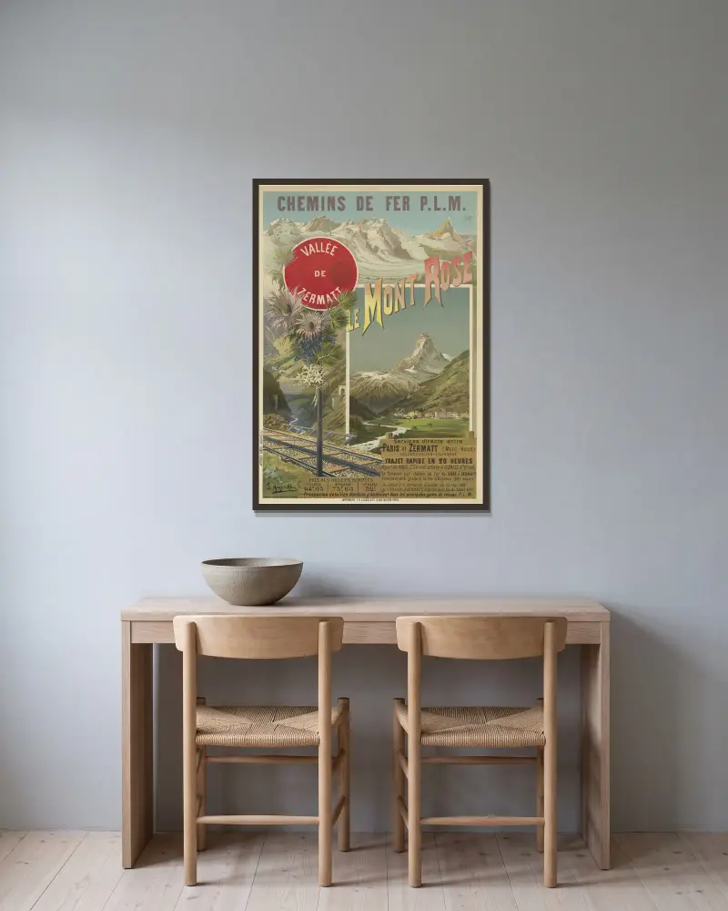 Chemins de fer P. L. M. Le Mont Rose. Vallée de Zermatt av Frederic Hugo d’Alési inramad på en vägg