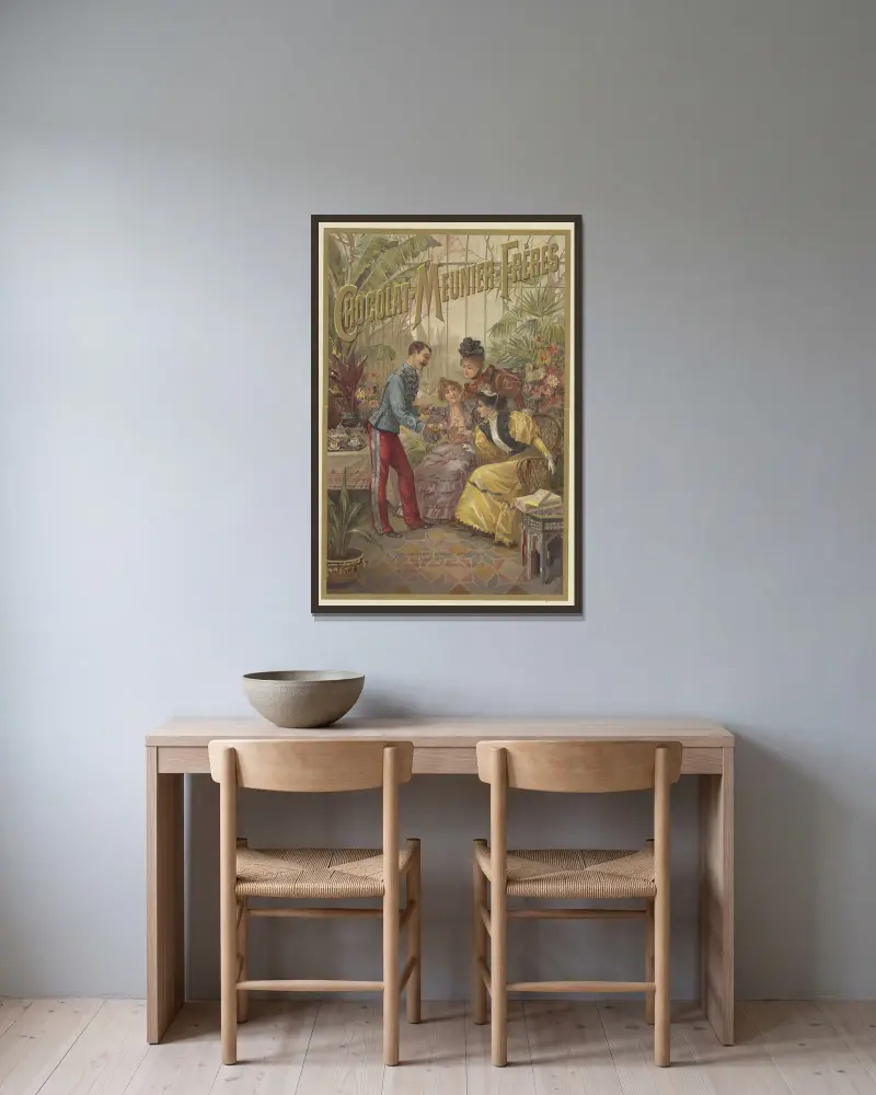 Chocolat-Meunier-Frères av Frederic Hugo d’Alési inramad på en vägg