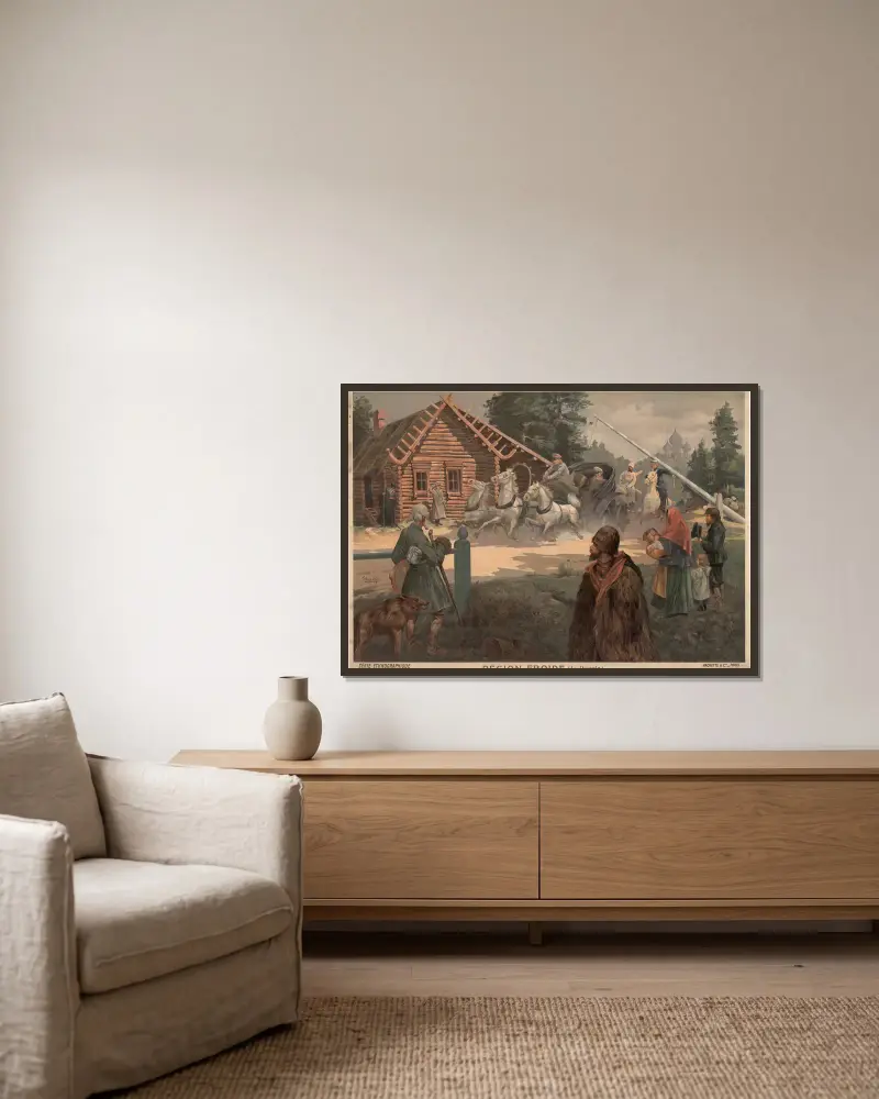 Kaltes Gebiet (Russland) von Frederic Hugo d’Alési gerahmt an einer Wand