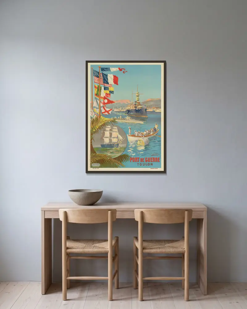 Örlogshamn. Toulon av Frederic Hugo d’Alési inramad på en vägg