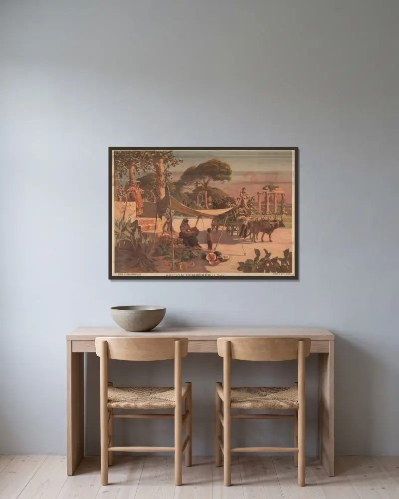 Gemäßigte Region (Italien) von Frederic Hugo d’Alési gerahmt an einer Wand