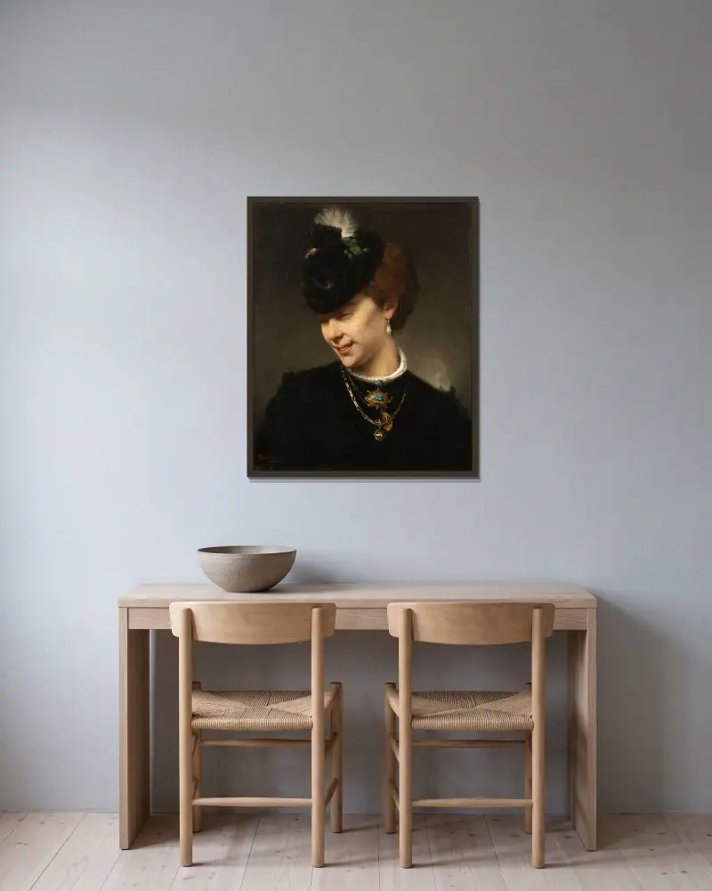 A Parisian Lady av Hugo Salmson inramad på en vägg
