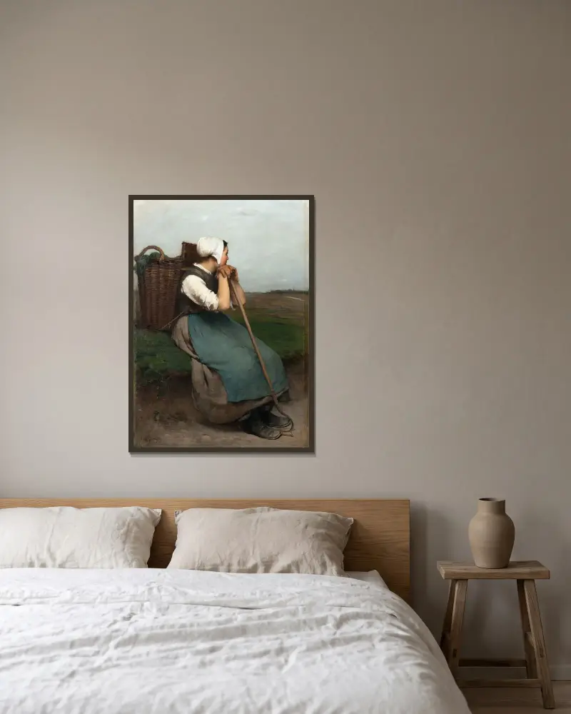 Peasant Girl av Hugo Salmson inramad på en vägg