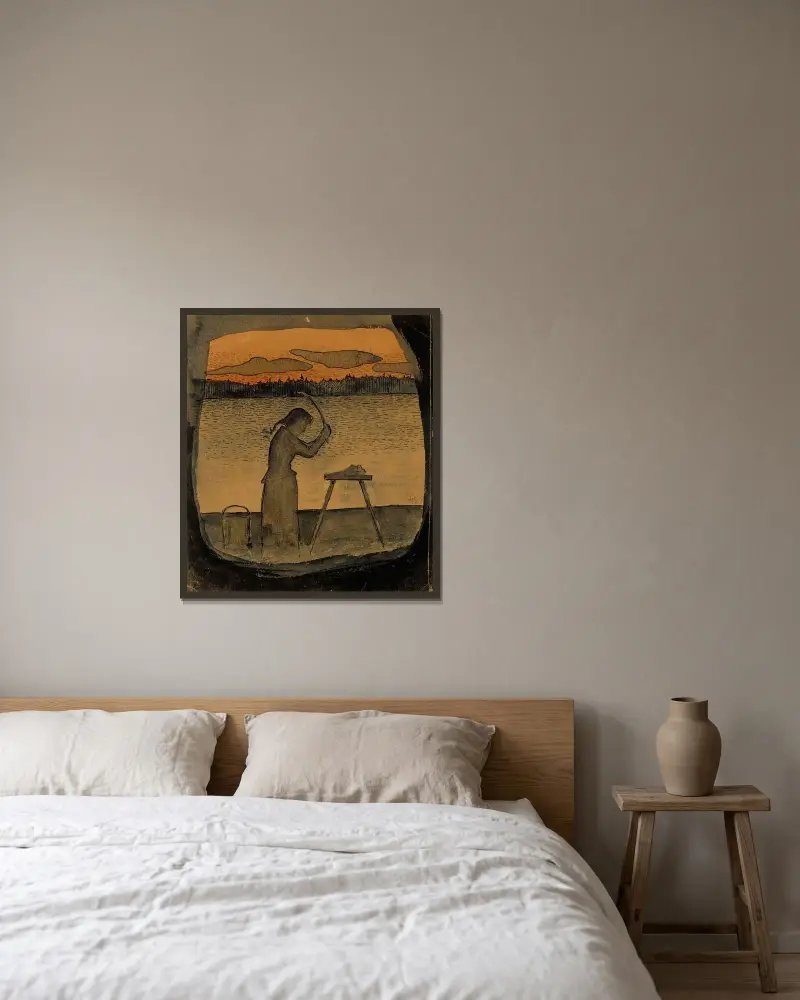 Tvätt av Hugo Simberg inramad på en vägg