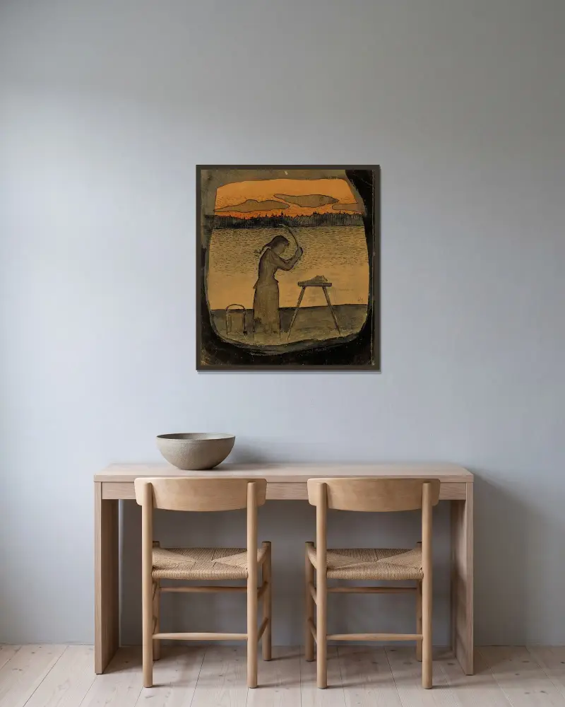 Tvätt av Hugo Simberg inramad på en vägg