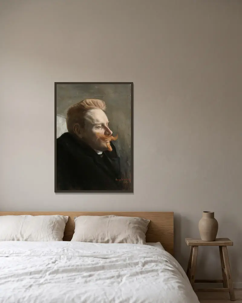 Muž s červeným knírem, Hugo Simberg v rámu na stěně