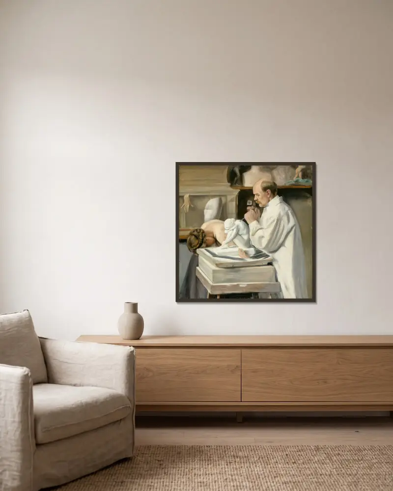 Portrait Of Viktor Malmberg av Hugo Simberg inramad på en vägg