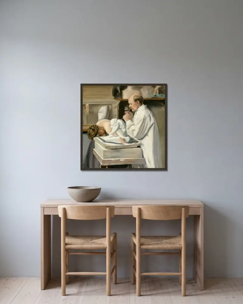 Portrait Of Viktor Malmberg av Hugo Simberg inramad på en vägg