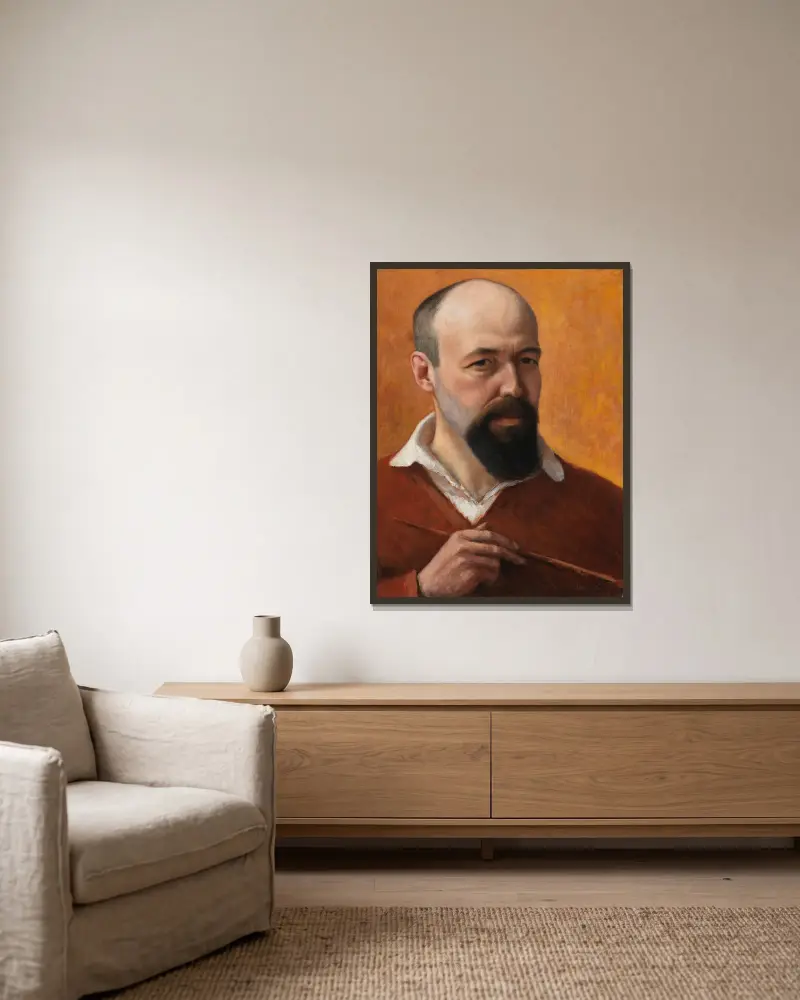 Selbstbildnis, 1914 von Hugo Simberg gerahmt an einer Wand