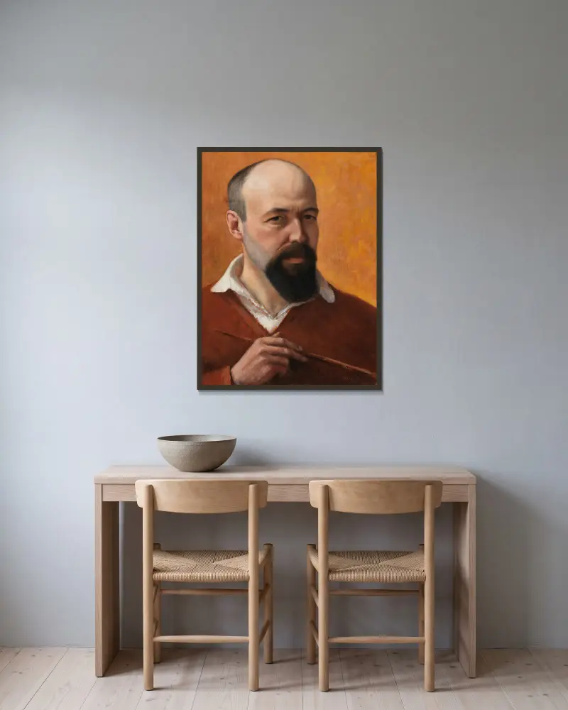 Selbstbildnis, 1914 von Hugo Simberg gerahmt an einer Wand
