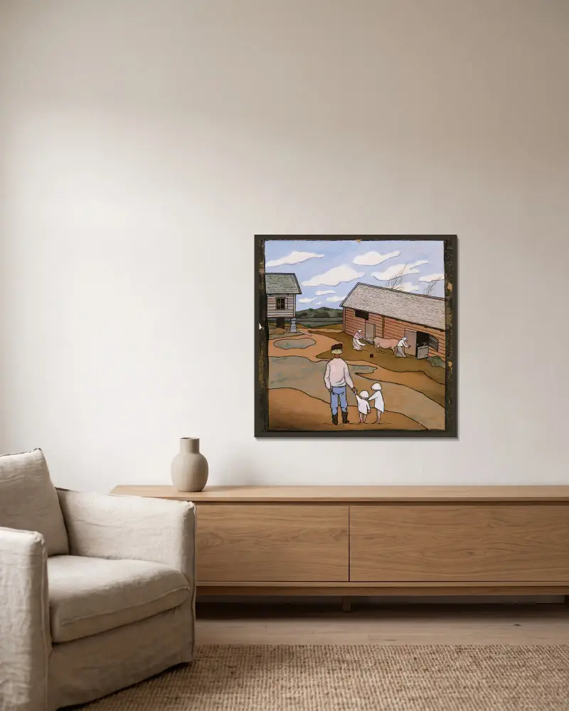 Jarní pocit, Hugo Simberg v rámu na stěně