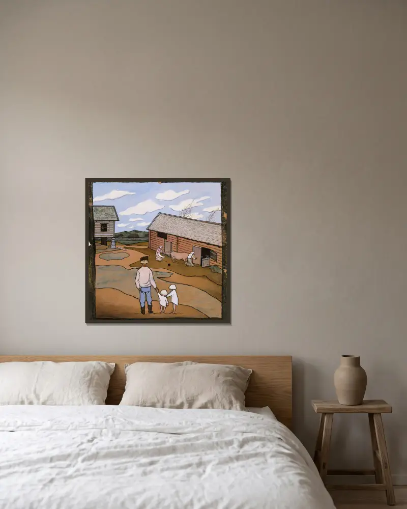 Jarní pocit, Hugo Simberg v rámu na stěně