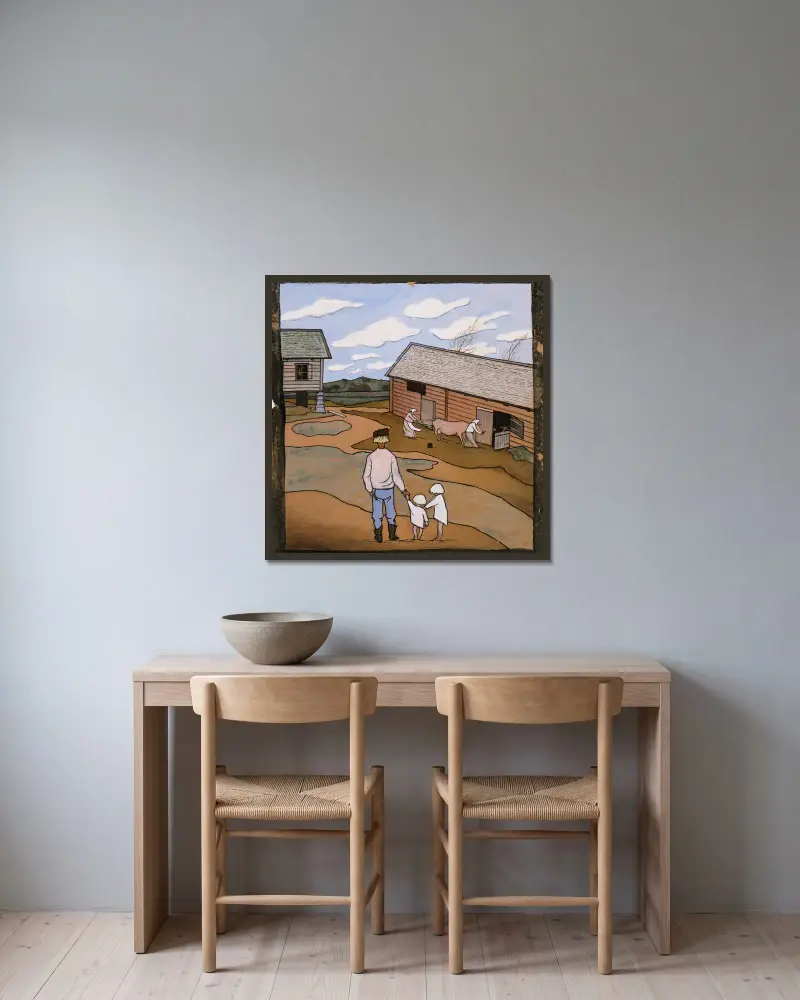 Jarní pocit, Hugo Simberg v rámu na stěně