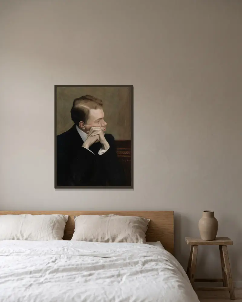 The Artist Fahle Basilier av Hugo Simberg inramad på en vägg