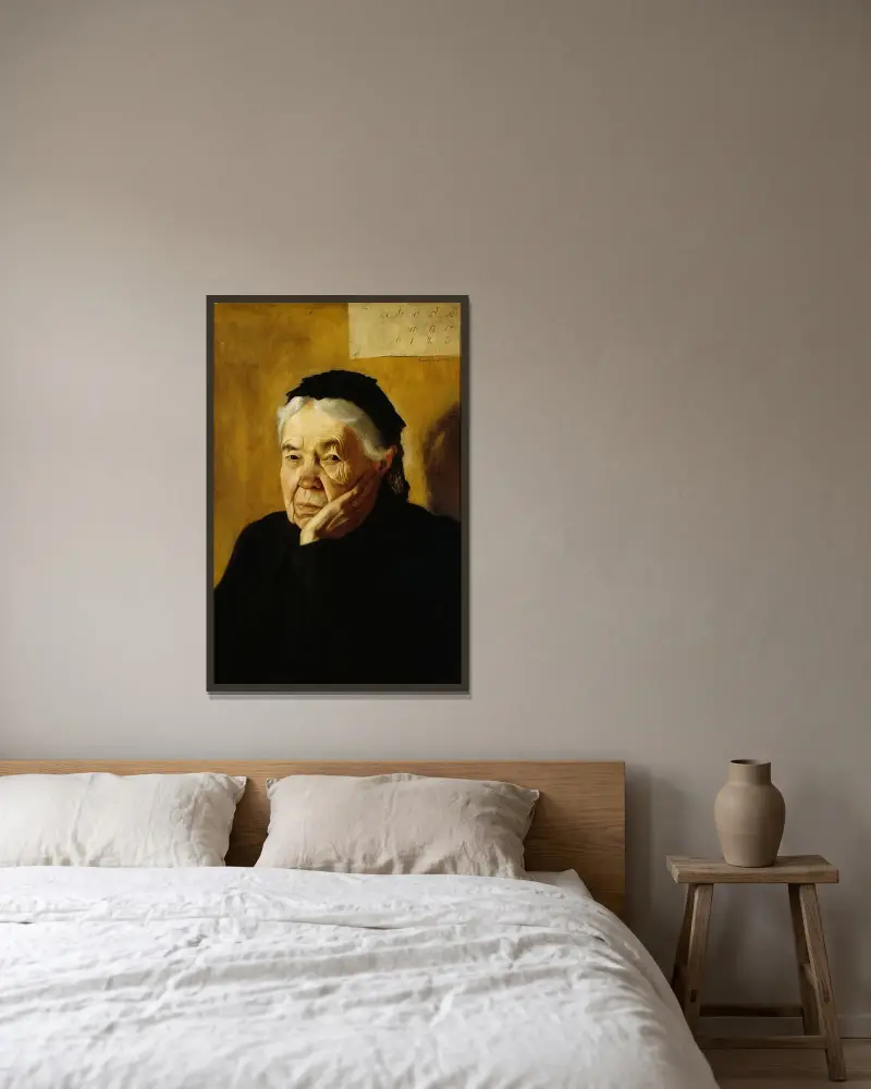 Konstnärens moster av Hugo Simberg inramad på en vägg