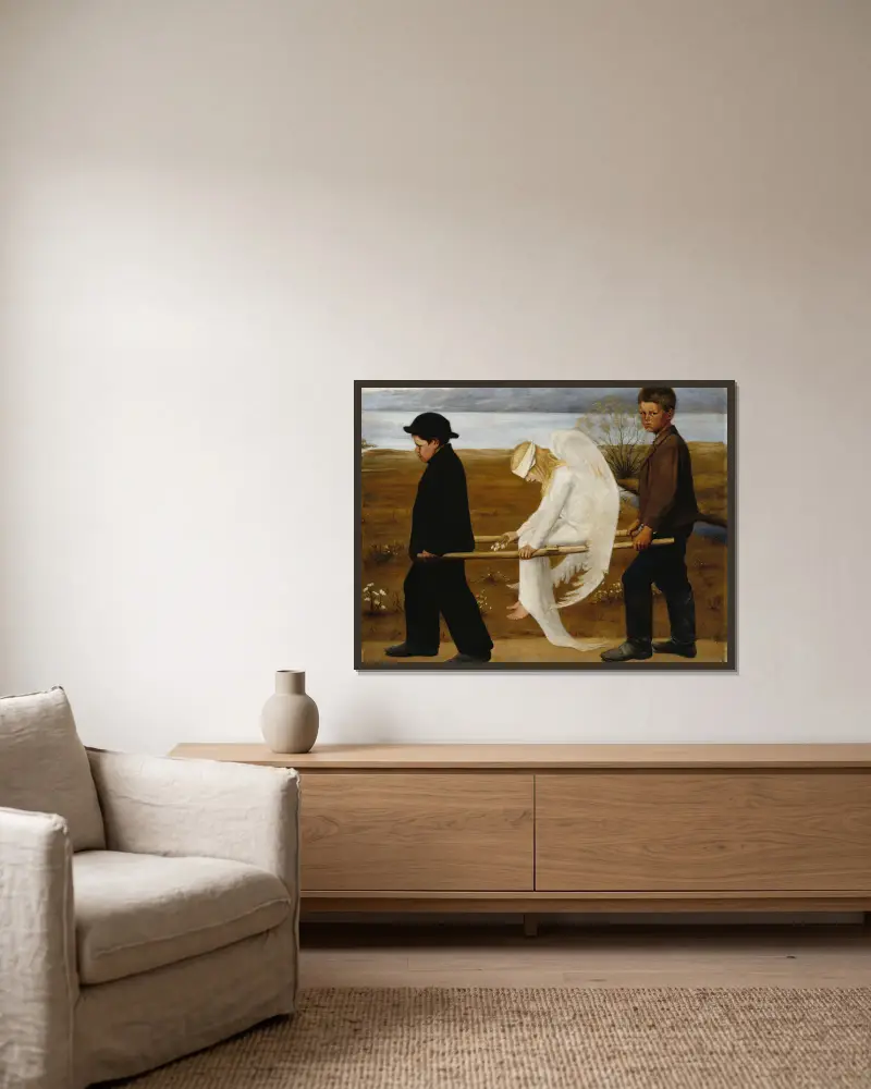 Raněný anděl, Hugo Simberg v rámu na stěně