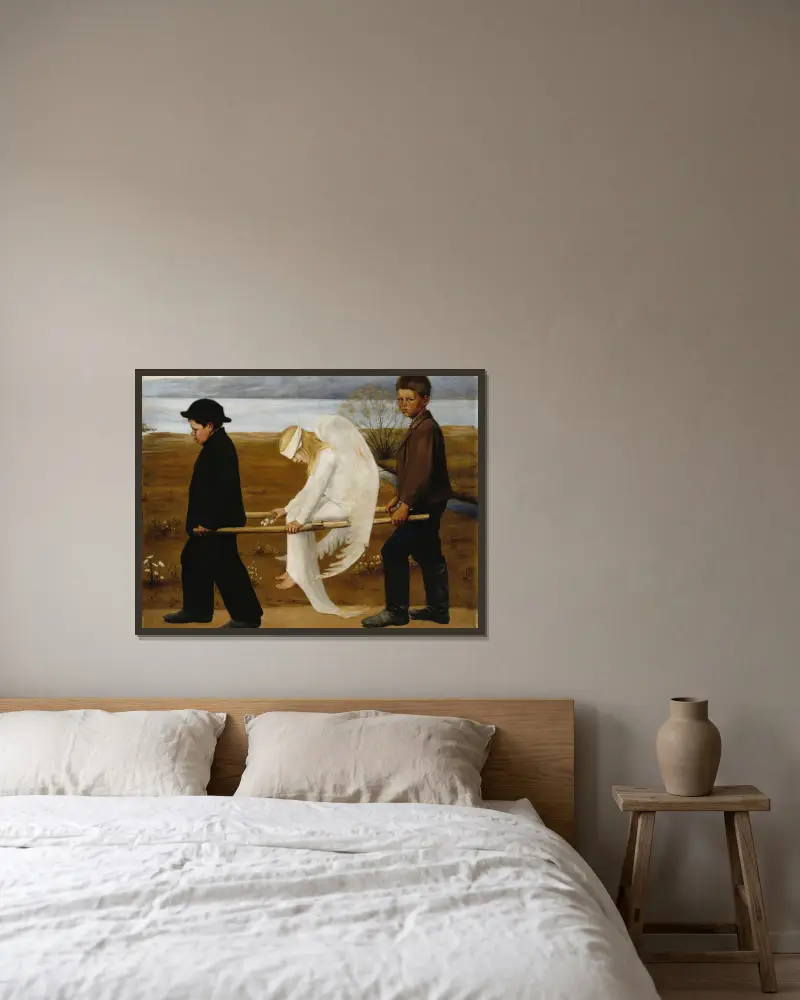 Raněný anděl, Hugo Simberg v rámu na stěně