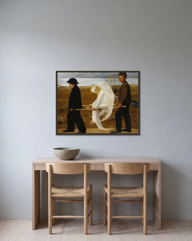 Raněný anděl, Hugo Simberg v rámu na stěně