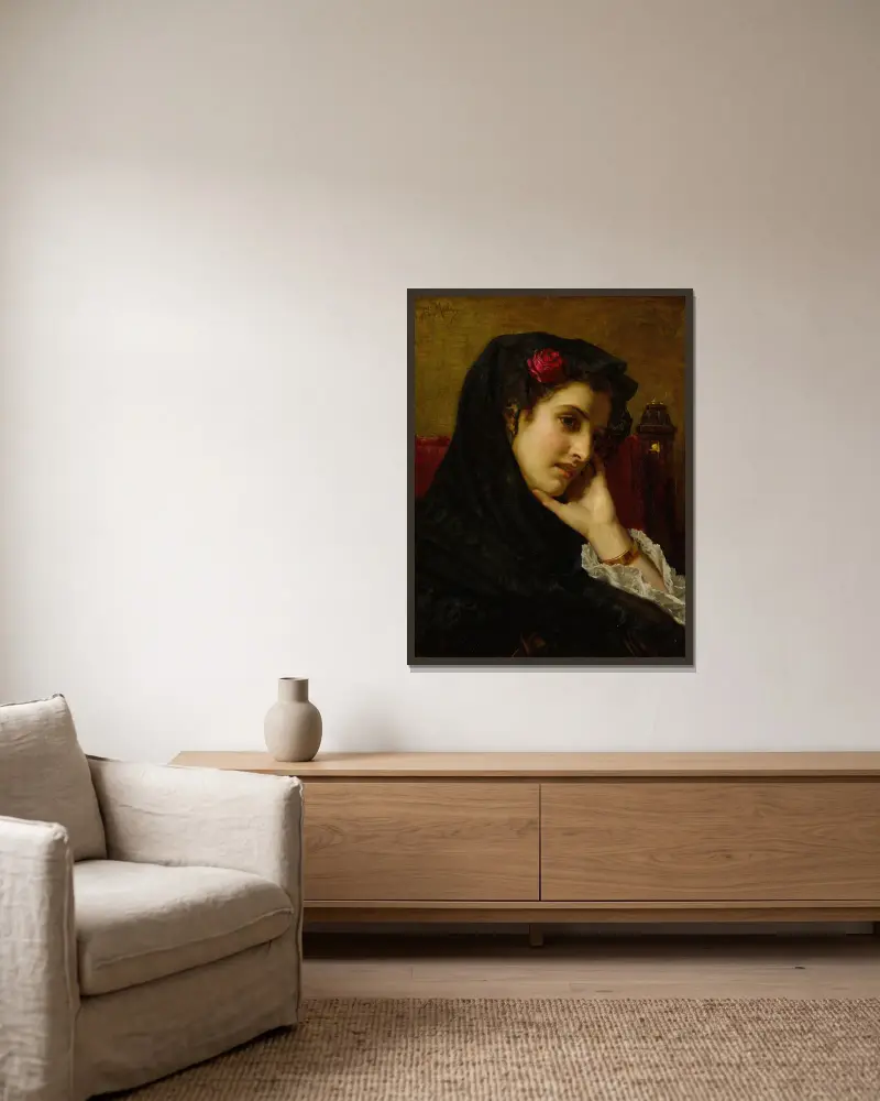 A Spanish Beauty av Hugues Merle inramad på en vägg
