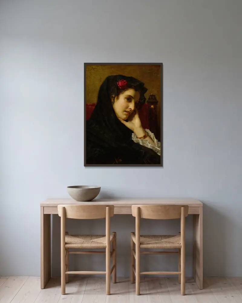 A Spanish Beauty av Hugues Merle inramad på en vägg