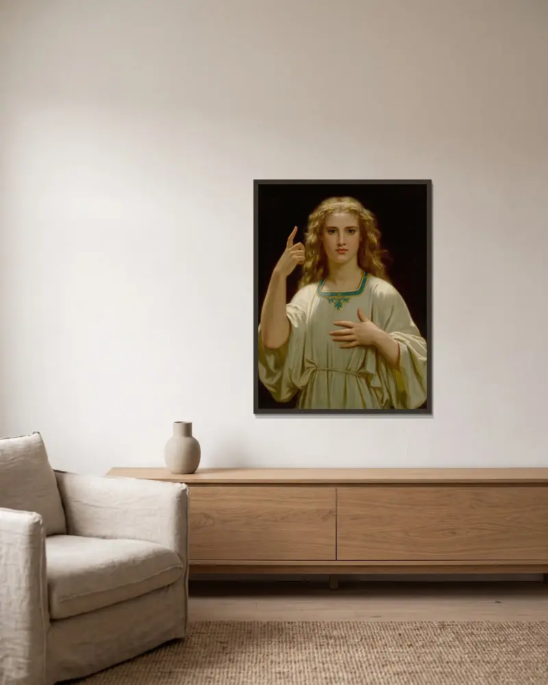Pensez À Dieu av Hugues Merle inramad på en vägg