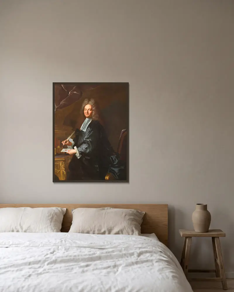 Joseph Fleuriau d’Armenonville av Hyacinthe Rigaud inramad på en vägg