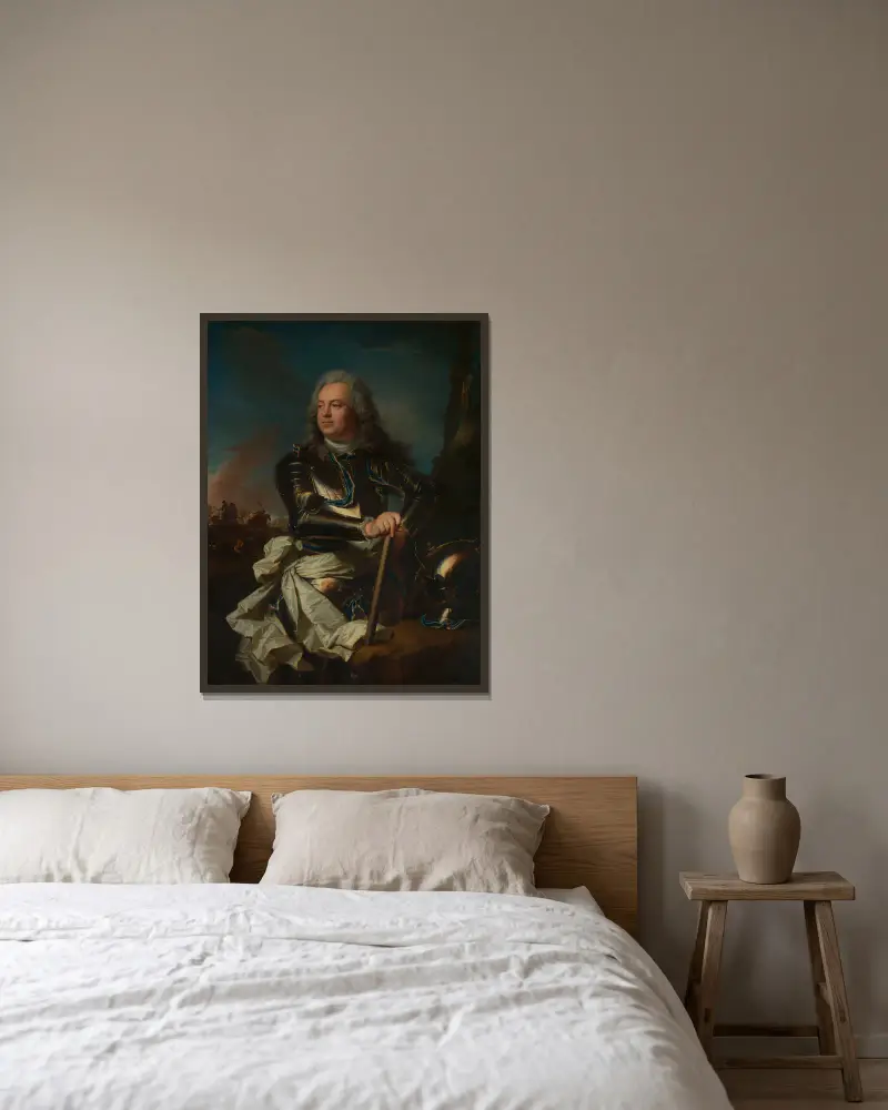 Portrait of a General Officer av Hyacinthe Rigaud inramad på en vägg
