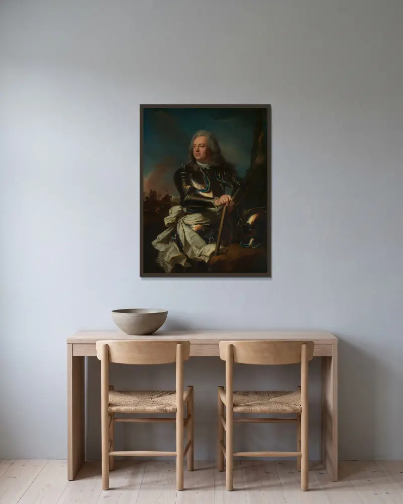 Portrait of a General Officer av Hyacinthe Rigaud inramad på en vägg