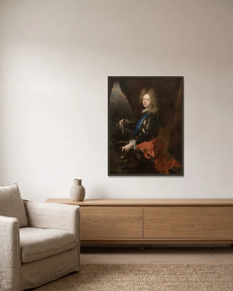 Portrait of King Frederik IV as Prince av Hyacinthe Rigaud inramad på en vägg
