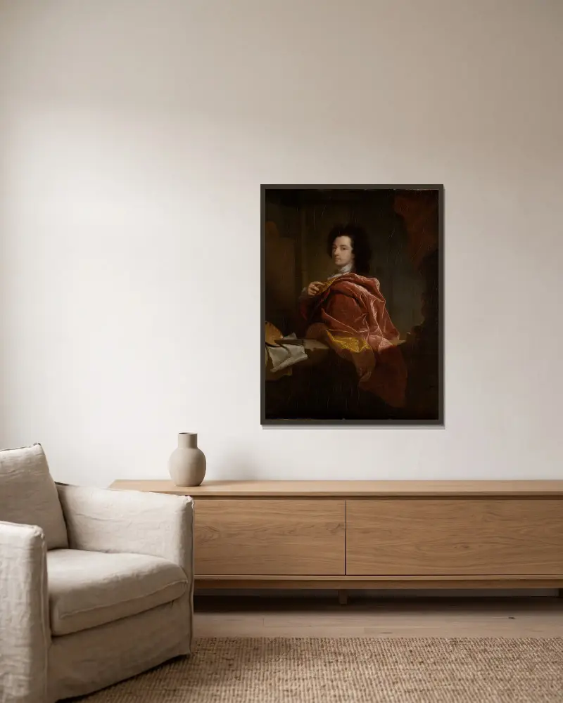 Autoportrét, 1697, Hyacinthe Rigaud v rámu na stěně