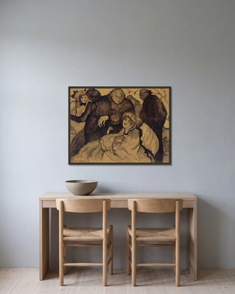 Figurale Komposition von Stanisław Ignacy Witkiewicz gerahmt an einer Wand
