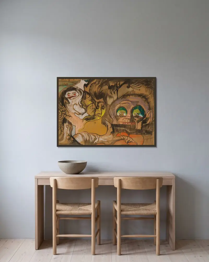 Komposition grünes Auge von Stanisław Ignacy Witkiewicz gerahmt an einer Wand