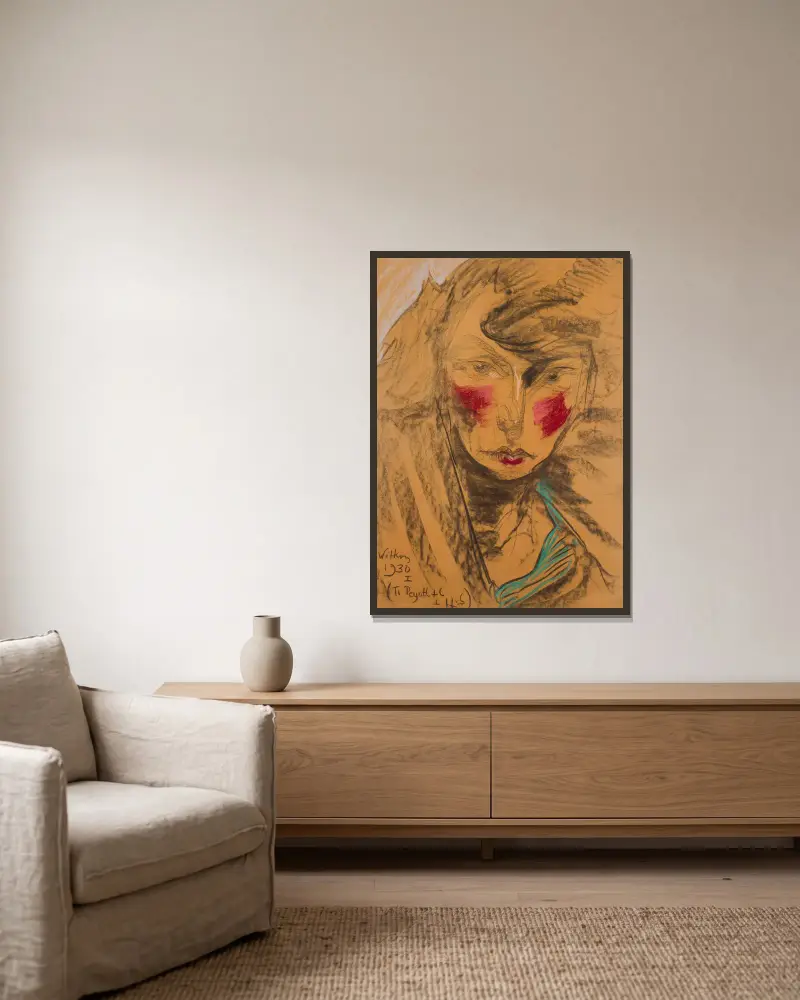 Portrait of Nena Stachurska, 1930 av Stanisław Ignacy Witkiewicz inramad på en vägg