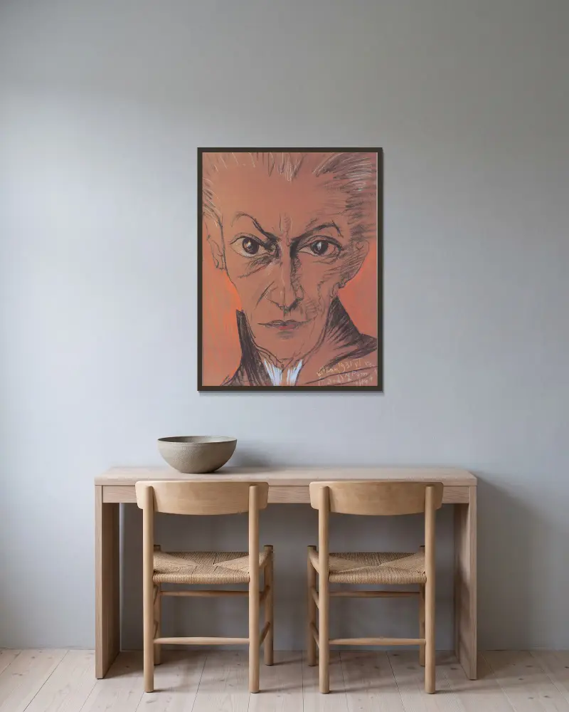 Portrait of Prosper Szmurło av Stanisław Ignacy Witkiewicz inramad på en vägg