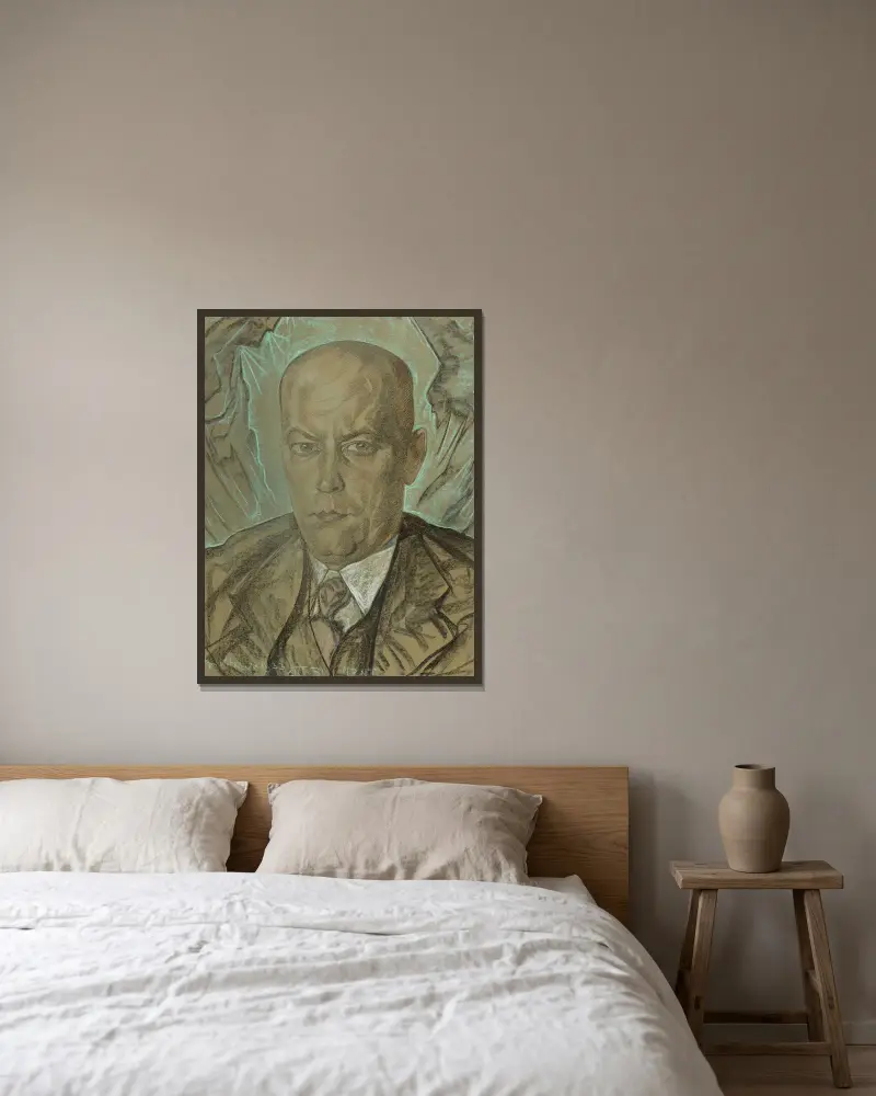 Portrait of Włodzimierz Kotwicz-Gilewski av Stanisław Ignacy Witkiewicz inramad på en vägg