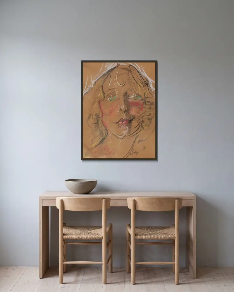 Porträt von Eugenia Bundykowa, 1934 – Nr. 2 von Stanisław Ignacy Witkiewicz gerahmt an einer Wand