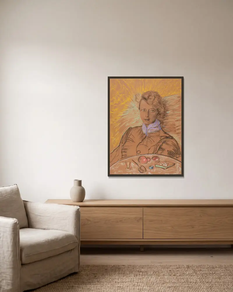 Porträt von Eugenia Bundykowa, 1935 – Nr. 2 von Stanisław Ignacy Witkiewicz gerahmt an einer Wand