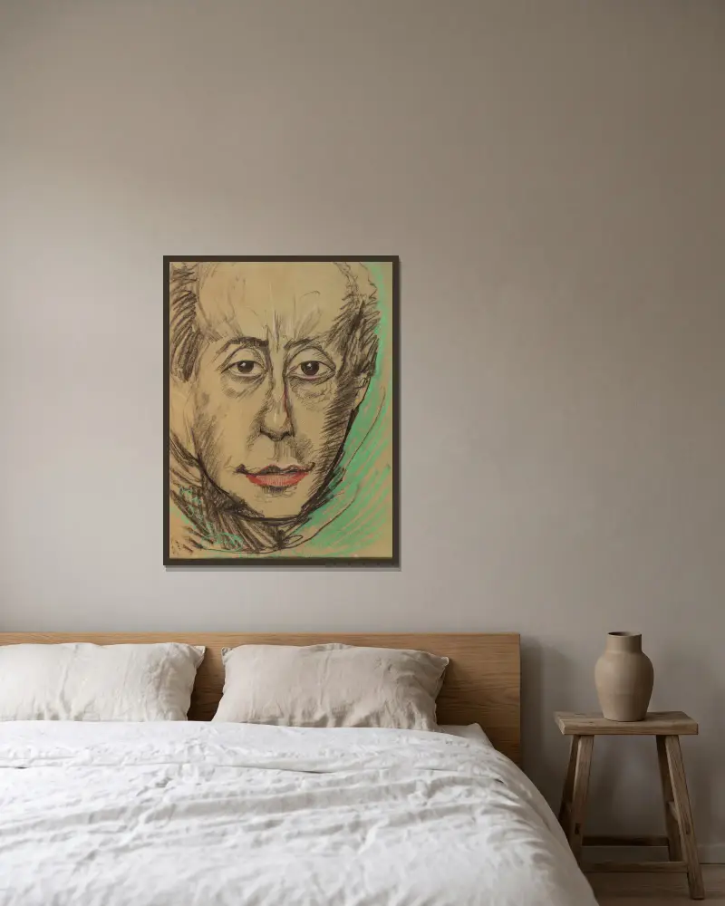 Portret Leona Reynela, 1927 – nr 2 av Stanisław Ignacy Witkiewicz inramad på en vägg