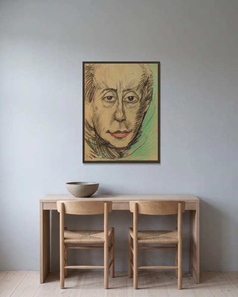 Portret Leona Reynela, 1927 – nr 2 av Stanisław Ignacy Witkiewicz inramad på en vägg