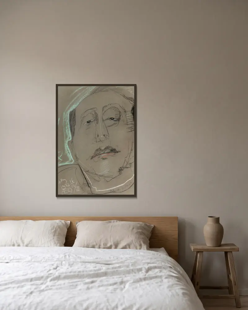 Portret Leona Reynela, 1927 – nr 3 av Stanisław Ignacy Witkiewicz inramad på en vägg