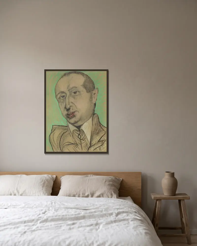 Portret Leona Reynela, 1927 – nr 1 av Stanisław Ignacy Witkiewicz inramad på en vägg