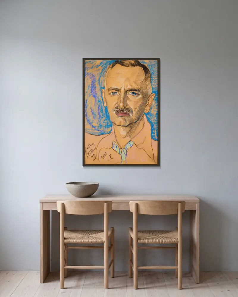 Portret Mieczysława Gajewicza av Stanisław Ignacy Witkiewicz inramad på en vägg