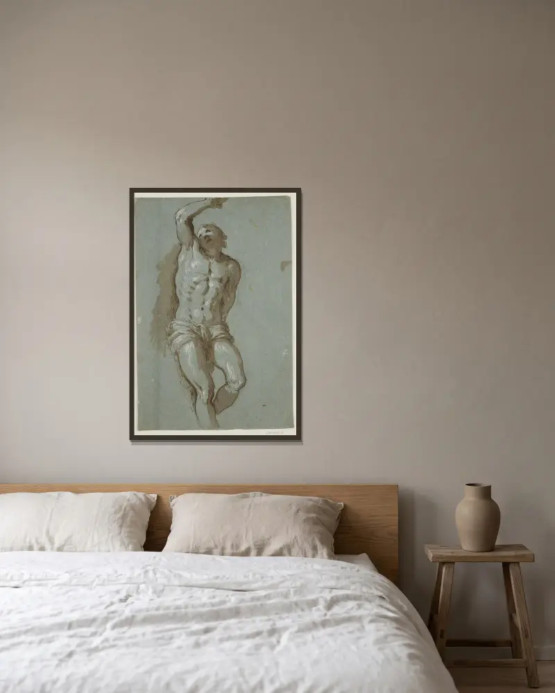 Der heilige Sebastian von Jacopo Palma il Giovane gerahmt an einer Wand