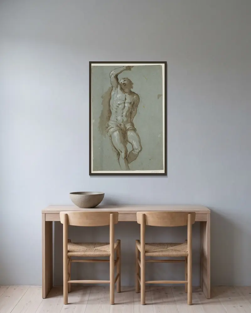 Der heilige Sebastian von Jacopo Palma il Giovane gerahmt an einer Wand