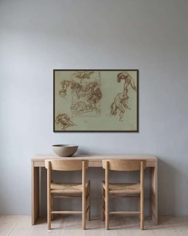 Figurstudier av Jacopo Palma il Giovane inramad på en vägg