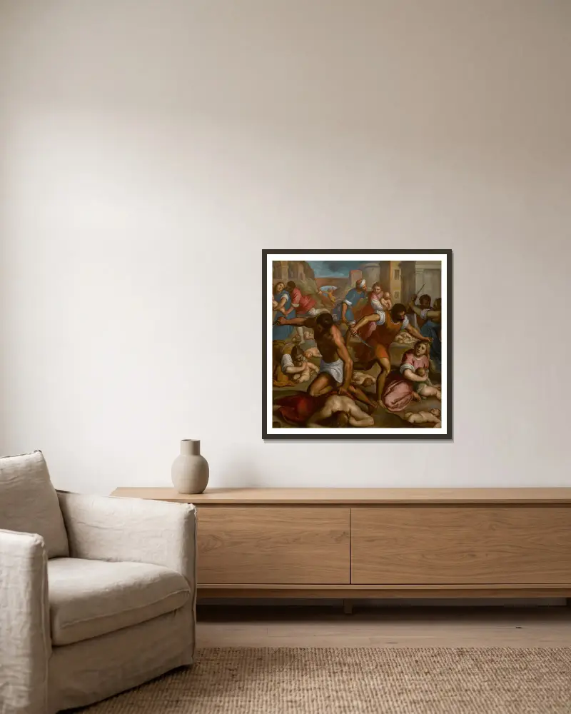 The Massacre Of The Innocents av Jacopo Palma il Giovane inramad på en vägg