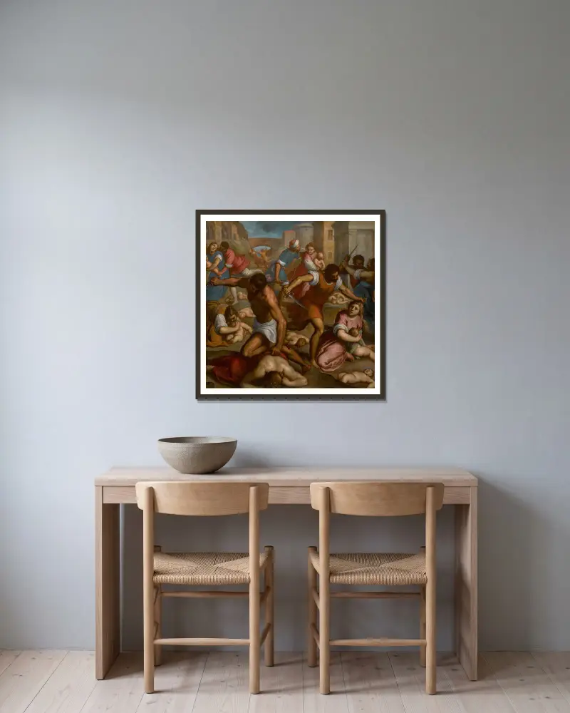 The Massacre Of The Innocents av Jacopo Palma il Giovane inramad på en vägg